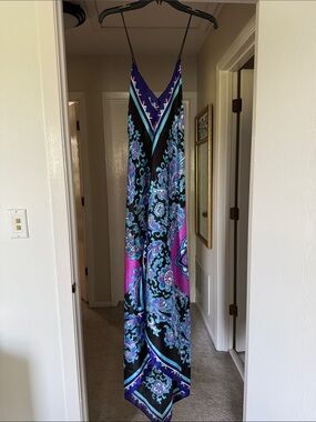 Rubber Ducky Vibrant Paisley Maxi Dress in Black, Purple & Turquoise